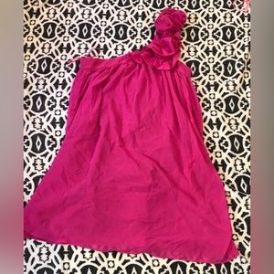 One shoulder pink dress